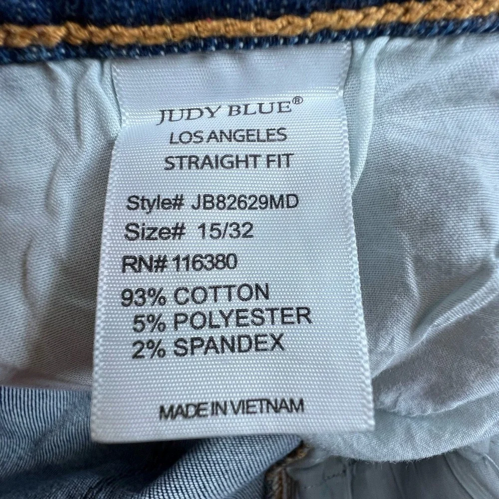 Judy Blue Womens 15/32 Straight Fit Dark Wash High Rise Stretch‎ Denim Jeans